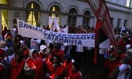 Bányászok tüntettek szakmai nyugdíjuk visszaszerzéséért Budapesten, január 29-én